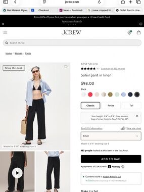 Casual black linen cropped pants j crew